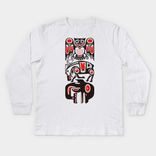 Haida tribal three animals Kids Long Sleeve T-Shirt